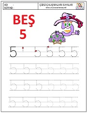 okul öncesi 1 sayısı çizgi çalışması